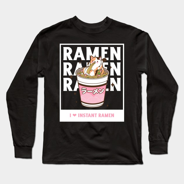 i love instant ramen cat Long Sleeve T-Shirt by tedd